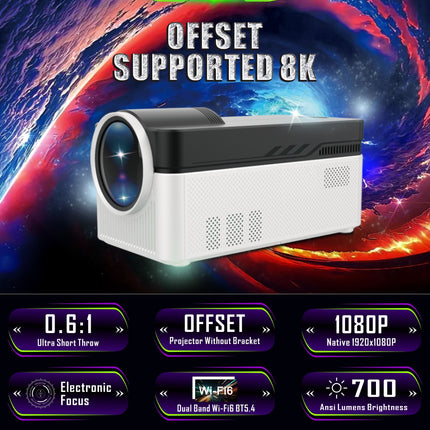 Full HD Smart Projector Android 11 WiFi 6 Dual Band 350 Lumens Portable Home Cinema