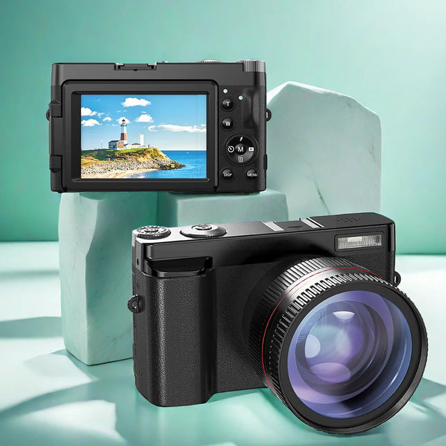 Compact 48MP UHD Camera for Vlogging & Streaming with Rotating IPS Display and LED Light