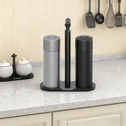 Heavy Duty Salt and Pepper Mill Set with Aluminum Body Metal Base and Cleaning Brush