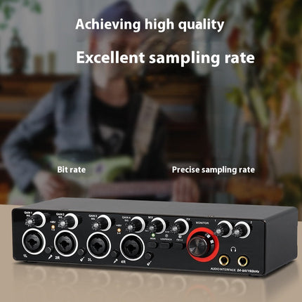 USB Audio Interface 4-Channel with 48V Phantom Power, 192kHz/24-Bit Recording & USB Connectivity