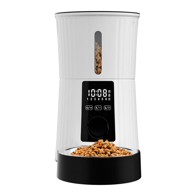 Automatic Pet Feeder 4L with Touch LED Panel, Programmable Portion Control, Rechargeable Battery Powered