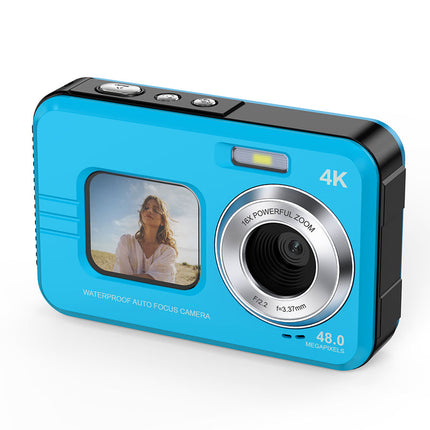 Portable 48MP Waterproof Digital Camera with Dual Screens and 4K Video for Travel and Underwater Use
