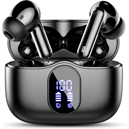 Rechargeable Clip-On Wireless Earbuds Bluetooth 5.3 Compact Waterproof Design Black