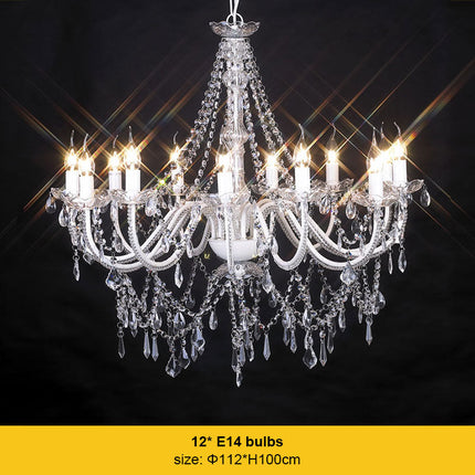 Modern White Crystal Pendant Chandelier 80cm Acrylic Beads 8 Arm Dining Living Room Light