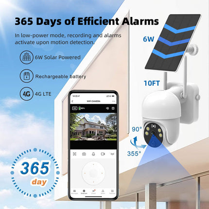 Solar Powered 4G Camera 4MP HD AI Motion Detection Color Night Vision Cloud & TF Storage