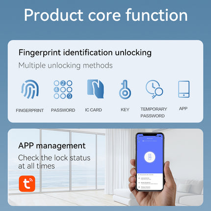 Smart Digital Split Lever Door Lock Multi Access Fingerprint Password Card App Entry for Home Office