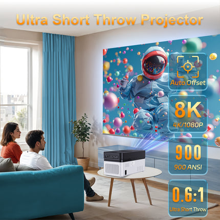 Portable Home Projector 1080P with Auto Focus Bluetooth Remote and 200 Inch Display