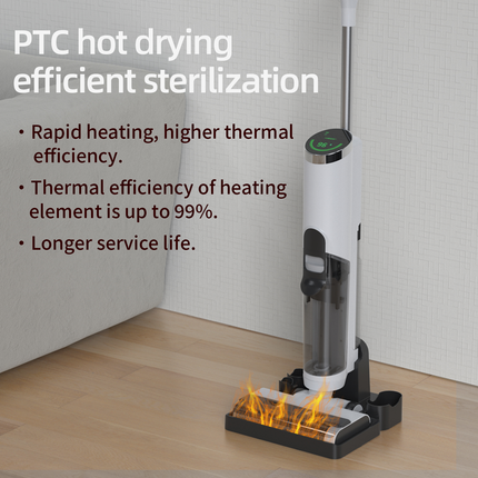 Cordless Floor Washer & Vacuum with Voice Alerts, Digital Screen, and Self-Cleaning Roller