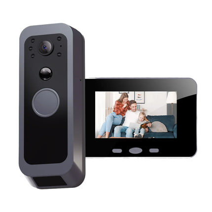 Smart Video Door Viewer with Indoor LCD Screen, Rechargeable Door Camera, Motion Alert & Weatherproof Design