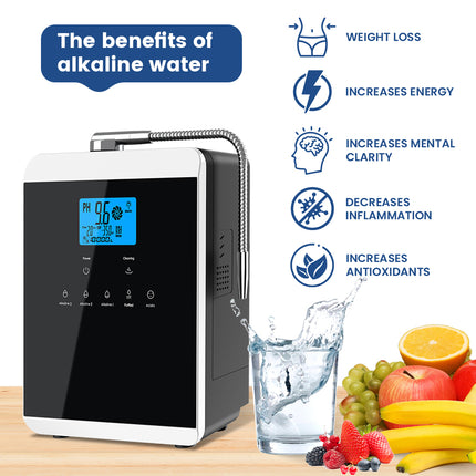 Electric Water Ionizer Machine with 5–11 Plates pH 4.5–10.5 Countertop Filtration System
