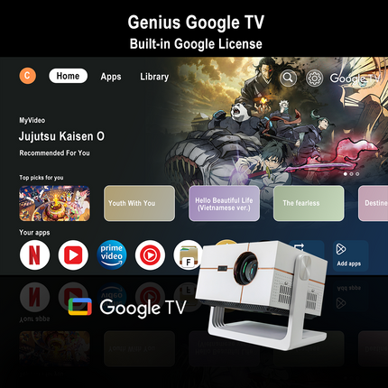 Compact LCD Projector with 4K Support, Android System, Auto Focus and LED Light Source