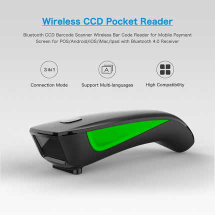 Cordless Handheld 1D Barcode Reader with Bluetooth Connectivity & 2.4GHz USB Wireless Dongle