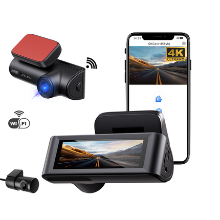Dual Lens 4K Car Dash Camera with Rear Camera, WiFi and Loop Recording