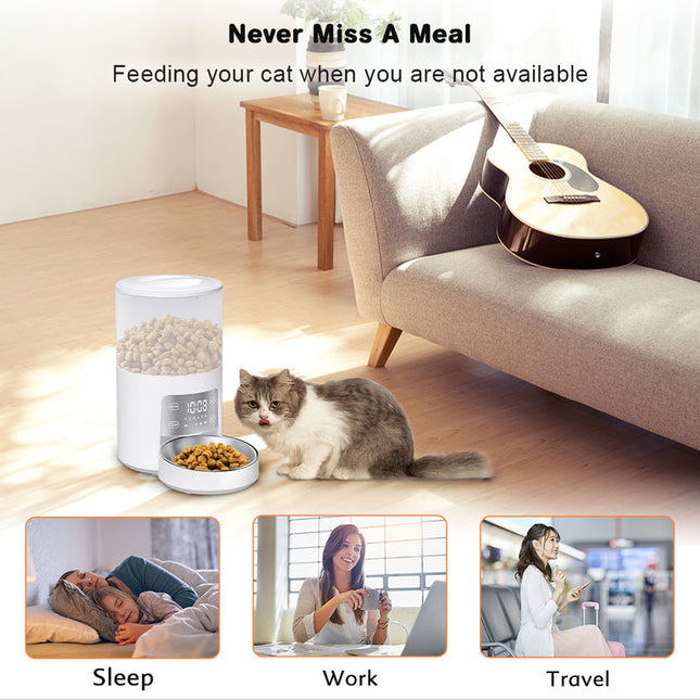 Automatic 6L Pet Feeder with Dual Stainless Steel Bowls and USB Type-C Power