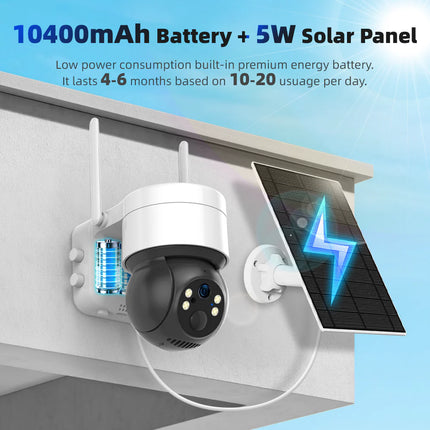 Smart Solar-Powered Outdoor Surveillance Camera with Pan & Tilt, Full-Color Night View and Voice Talk