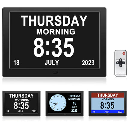 Smart 10” LCD Digital Photo Display Clock with Alarm, Remote & Adaptive Brightness