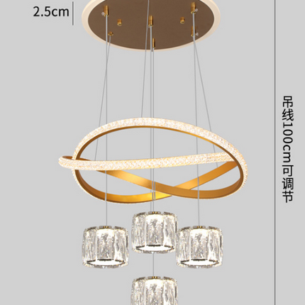 Luxury Gold Crystal Pendant Ceiling Light Modern Aluminum Frame Dining Room Interior Lamp