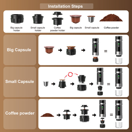 Portable Espresso Maker 20 Bar USB-C Rechargeable for Travel