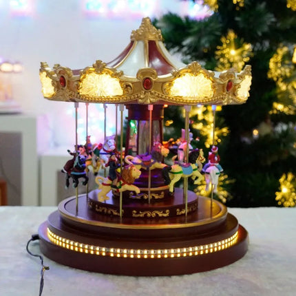 32cm LED Christmas Carousel Ornament with Rotation, Vertical Motion, Built-In Music and Bluetooth Speaker Function