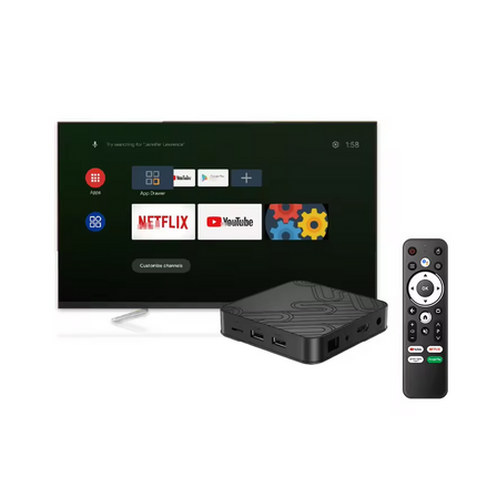 Android 12 TV Box 4K UHD Streaming with Dual WiFi, Bluetooth and Voice Remote – Black