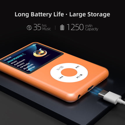 Portable Bluetooth Media Player with 2.4-Inch Screen, 128GB Card Support, FM Tuner & Digital Book Reader