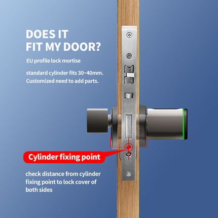 Smart Bluetooth Fingerprint Door Lock Cylinder with Tuya App Keyless Access Adjustable Length