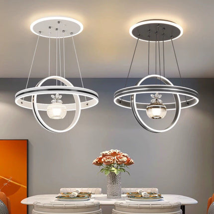 Modern LED Crystal Chandelier Ceiling Light White for Living Room Dining Area