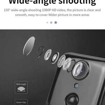 Smart 1080p Indoor WiFi Camera 360° View 166° Wide-Angle Night Mode Black