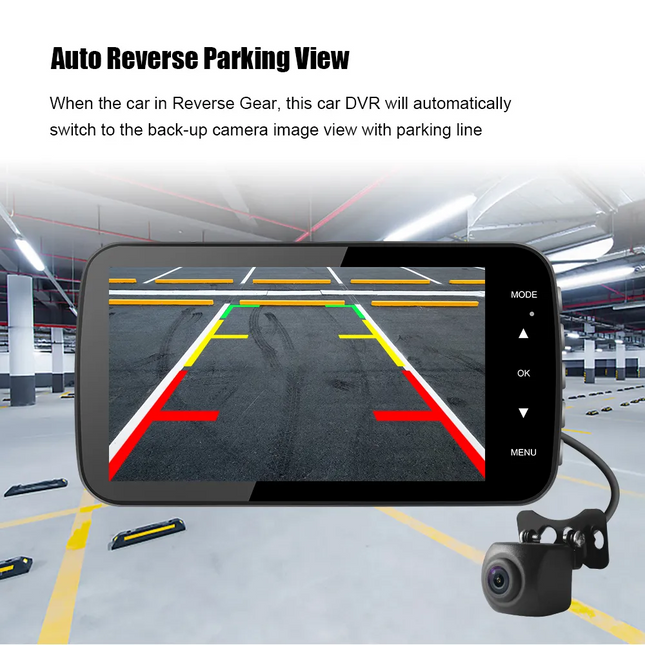 4-Inch Dual Lens Dash Camera with 4K Front Recording, 1080P Rear Camera and Night Vision
