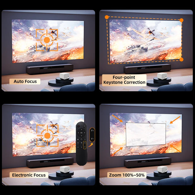 Portable Android 12 LCD Projector with 1080P Resolution and 4K Video Support for Home Theatre