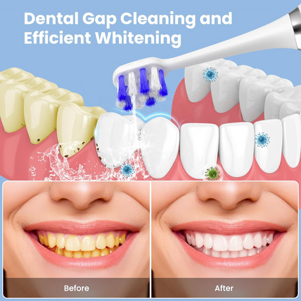 Rechargeable Portable Toothbrush Water Flosser Combo with 360° Rotating Nozzles