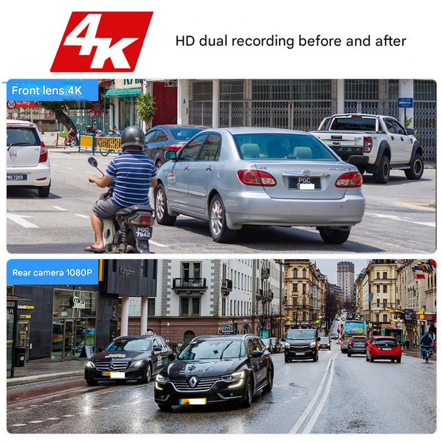 4K Front and 1080P Rear Dual Dash Camera with 3-inch Screen and WiFi