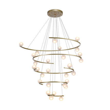 Modern Nordic Glass Staircase Chandelier 16 G9 Lights Wrought Iron Ceiling Pendant