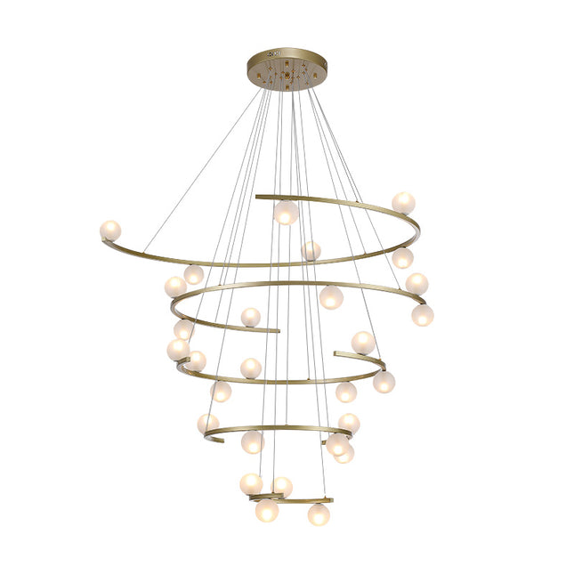 Modern Nordic Glass Staircase Chandelier 16 G9 Lights Wrought Iron Ceiling Pendant