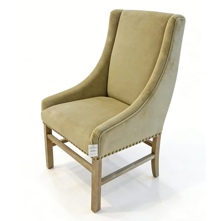 Modern High-Back Dining Chair with Velour Upholstery and Solid Wood Frame