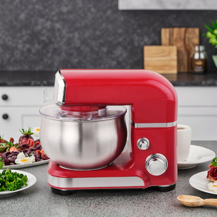 Heavy-Duty Stand Mixer 600W 6-Speed Control Stable Suction Feet Red