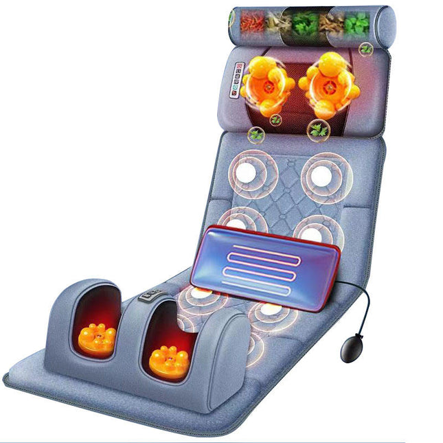 Electric Massage Mat for Back and Neck with Heat, Foot Rollers & 9 Speed Modes