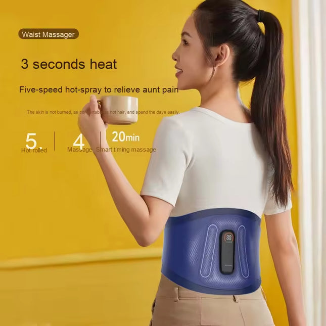 Portable Electric Waist Support Belt with Vibration and EMS Functions, Adjustable and Cordless