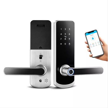 Single Latch WiFi Smart Door Lock with Fingerprint Password Card Key Tuya App Control