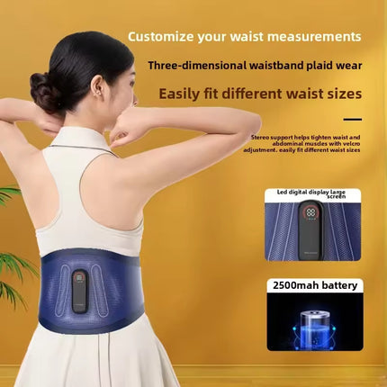 Portable Electric Waist Support Belt with Vibration and EMS Functions, Adjustable and Cordless
