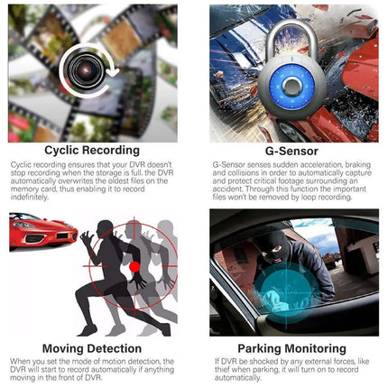 4-Inch Dual Lens Dash Camera with 4K Front Recording, 1080P Rear Camera and Night Vision