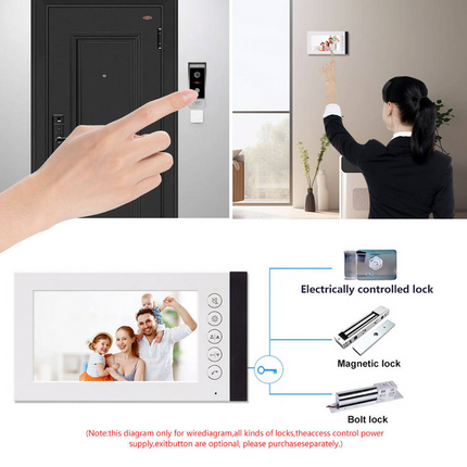 7-Inch Wired Video Intercom Door System with 1080P Camera, Two-Way Audio and Night Vision