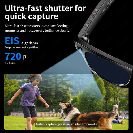 Bluetooth Smart Audio Glasses with Open-Ear Sound, Bluetooth 5.4, IP65 Water Resistance, 6–7 Hour Battery Life