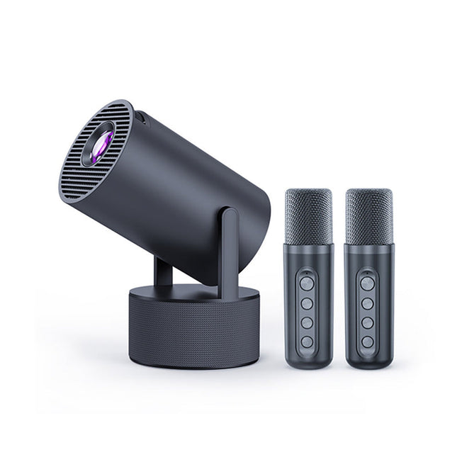 Smart Portable HD Projector with Android System, 4K Input & Dual Wireless Karaoke Mics