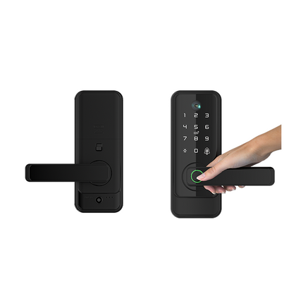 Aluminum Alloy WiFi Smart Deadbolt Lock Fingerprint Password Card Access with Electric Handle