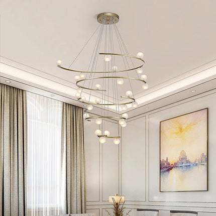 Modern Nordic Glass Staircase Chandelier 16 G9 Lights Wrought Iron Ceiling Pendant