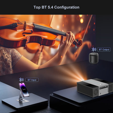 Portable 1080p LED Projector with Android 12 Dual Speakers & WiFi 6 Connectivity Black