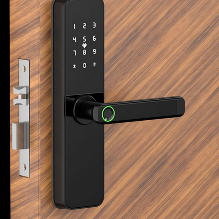 Keyless Smart Door Lock with Fingerprint App Control Password Card Entry for Wooden Doors Aluminum Alloy