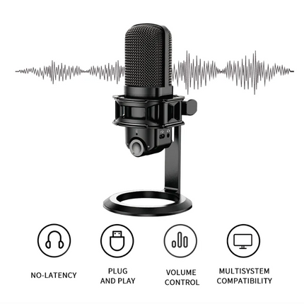 USB Cardioid Condenser Microphone with Noise Reduction for Streaming, Voice Recording & Gaming