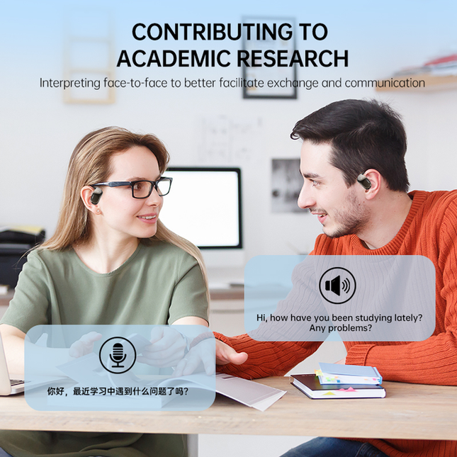 Wireless AI Translator Earbuds with TFT Touch Display, Real-Time Language Translation, Type-C Charging